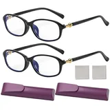 2 Stück Autozoom Lesebrille, Intelligente Zoom Lesebrille, Anti Blaulicht Brille, Lesebrilles mit Automatischem Zooms für Herren Und Frauen, Gleitsichtbrille Smart Glasses, Fokusanpassung Klare