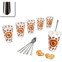MamboCat Latte-Macchiato-Glas 12tlg Set Cremona Latte Macchiato Gläser orange + Style Art Löffel, Glas