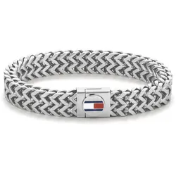 Armband TOMMY HILFIGER "Schmuck Edelstahl Armschmuck", weiß (edelstahlfarben, metallfarben, blau, rot, weiß), Armbänder, Herren, Edelstahl-Metall, Edelstahl, Metall, mit Emaille