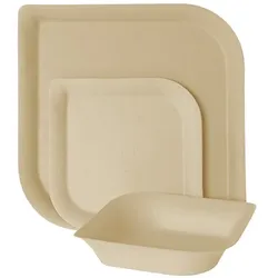 MONOUSO - Teller Bagasse und Bambus 15,0 cm (50 Stück)