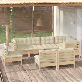 vidaXL Garten-Lounge-Set 8-tlg. creme Kiefer