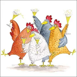 Ambiente Home Ambiente 20 Servietten Papier 33x33cm 3-lagig - hochwertige Einweg Papierservietten Partyservietten Geburtstag Feier Grillparty lustige Hühner Humor Tischdeko