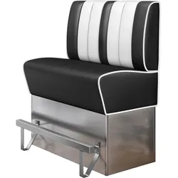 Diner Hochbank | Schwarz | B:H 100 x 133 cm | Gestreift | Leder | American Diner Möbel, American Hochbank, Thekenbank