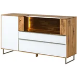 MASSIVMOEBEL24.DE Sideboard 160 x 87 x 43 cm Wildeiche geölt / Weiß