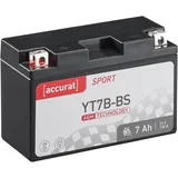 Accurat Motorradbatterie YT7B-BS 7Ah 130A 12V AGM Starterbatterie in Erstausrüsterqualität rüttelfest leistungsstark wartungsfrei