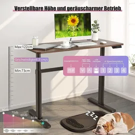 Costway Elektrischer Stehschreibtisch mit Memory-Steuerung, 73-122cm verstellbar - Braun