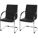 Mendler 2er-Set Esszimmerstuhl Samara, Freischwinger Küchenstuhl Lehnstuhl Stuhl, Stahl - schwarz
