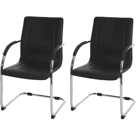 Mendler 2er-Set Esszimmerstuhl Samara, Freischwinger Küchenstuhl Lehnstuhl Stuhl, Stahl - schwarz