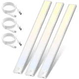 ZMH LED Unterbauleuchte mit Bewegungsmelder Aufladbar Schranklicht USB 1500mAh Flur Cabinet, Augenschutz, Einfache Installtion, LED fest integriert, 3000-6500K, 40CM Dimmbar 3 Farbtemperatur Schrankleuchte Schlafzimmer weiß 40 cm