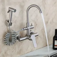 Edelstahl Küchenarmatur Ausziehbar Brause Wasserhahn Wandarmatur Mischbatterie