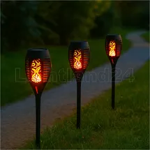 Lichtland24 Gartenfackel schwarz 40 cm 3er Set