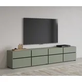 INOSIGN Lowboard Cross, moderne grifflose TV-Kommode,4 Klappen/4 Schubkästen, Breite 225 cm, TV-Schrank mit viel Stauraum, TV-Board grün