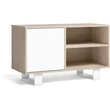 SKRAUT HOME WIND TV-Schrank 100 95x40x57 cm Weiß/Eiche Metall/Melamin