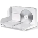 YASHE Faltbarer Elektrischer Allesschneider, 180W Brotschneidemaschine, Einstellbare Dicke 0–15 Mm, 17 Cm Edelstahlklinge, Kompakt Zum Verstauen, Für Fleisch, Käse, Brot, Gemüse, Weiß
