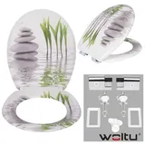 Woltu Toilettensitz mit Absenkautomatik Motiv Blumen Grün