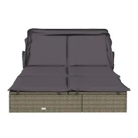 vidaXL 2-Personen-Sonnenliege Doppelliege 213 x 118 x 97 cm Grau