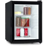 Klarstein Brooklyn 42 Mini-Kühlschrank mit Glastür, kompakt, freistehend, Thermoelektrisches Kühlsystem, 42 Liter, 12-18 °C, Auto DeFrost, EKK A, 0 dB, Innenraum: weiß, Außen: schwarz