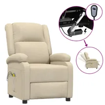 vidaXL Massagesessel Elektrisch Polyester 92 x 96 x 0 cm Beige/Weiß