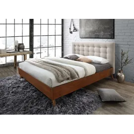 vente-unique Bett 180 x 200 cm mit gestepptem Kopfteil - Stoff - Beige - francesco