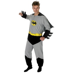 Rubie ́s Kostüm Batman Onesie Jumpsuit für Fledermaus Fans, Als Superheld kann man es sich auch mal gemütlich machen! grau L