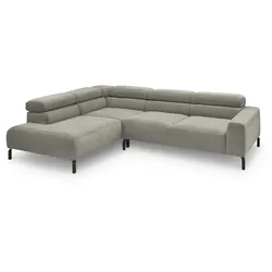 KAWOLA Sofa DELIA Ecksofa Feincord grau Recamiere links