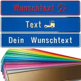 1 Stück Fun Kennzeichen 52cm x 11cm mit Wunschtext Individuell Wunschkennzeichen Wunschprägung Namens Kennzeichen Aluminium Namensschild | Individuelles Fun-Kennzeichen (blau)