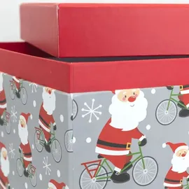 IDENA Geschenkboxen Santa auf Fahrrad 2 Stück,