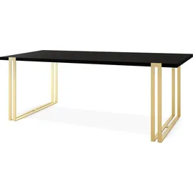 egen micha kliszczun Ausziehbarer Esstisch - Großer Tisch im Loft-Stil mit Golden Metallbeinen 140 bis 240 cm - Industrietisch für das Wohnzimmer - Spacesaver - Schwa... - Schwarz
