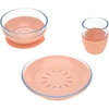 Kindergeschirr-Set mit Silikonuntersatz, 3er Set Glas (Becher Schüssel Teller) robust spülmaschinengeeignet und mikrowellengeeignet/Dish Set Glass/Silicone Orange