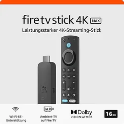 AMAZON Fire TV Stick 4K Max (2. Gen) Streaming Stick, Schwarz