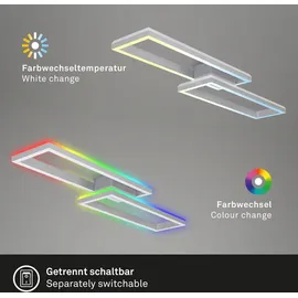 Briloner Leuchten - Deckenlampe RGB, Backlight Deckenleuchte LED, Dimmbar, Farbtemperatur einstellbar, LED Frame RGB, Fernbedienung, Aluminiumfarbig
