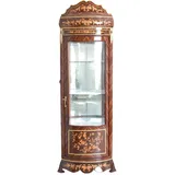 Vitrine Antik Eckvitrine verspiegelt Rokoko Regal Intarsien Schrank 65x44x200cm bar028 Palazzo Exklusiv
