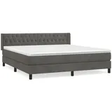 vidaXL Boxspringbett mit Matratze Dunkelgrau 160x200 cm Samt