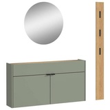 Germania Xxxl Garderobe GW-Ameca, Grün, Eiche, Glas, Holzwerkstoff, 3-teilig, 140x200x22 cm, Garderobe, Garderoben-Sets