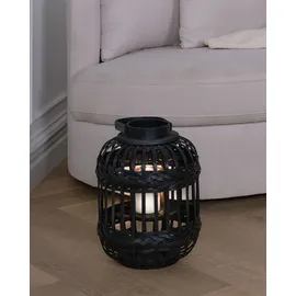 Beliani Laterne Bambusholz 30 cm Tragegriff schwarz
