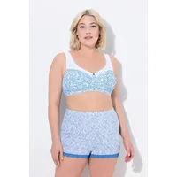 Ulla Popken Damen große Größen Übergrößen Plus Size Entlastungs-BH, Blüten, ohne Bügel blau 105C 838588700-105C - 105C