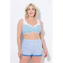 Ulla Popken Damen große Größen Übergrößen Plus Size Entlastungs-BH, Blüten, ohne Bügel blau 105C 838588700-105C - 105C