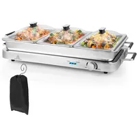 Goplus Tidyard Buffetwärmer Warmhalteplatte mit Temperaturregler, Warmhaltebehälter, 2 x 2.5L und 1 L, 400W, für Catering, Buffet und Party