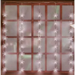LED Lichtervorhang Schneeflocken 75x85cm Weihnachtesdeko 40 Lichter Fensterdeko