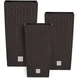 Botle Topf Set 3 x Pflanztöpfe Kübel Rattan Hohes H 50 55 61 cm Umbra Kunststoff