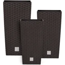 Botle Topf Set 3 x Pflanztöpfe Kübel Rattan Hohes H 50 55 61 cm Umbra Kunststoff