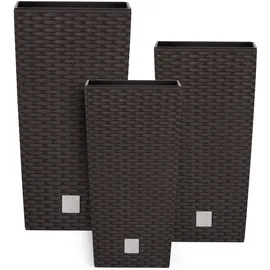 Botle Topf Set 3 x Pflanztöpfe Kübel Rattan Hohes H 50 55 61 cm Umbra Kunststoff