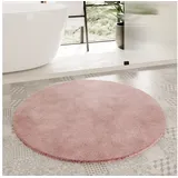 Homie Living Badematte Porto Azzurro, Höhe 30 mm, rutschhemmend beschichtet, fußbodenheizungsgeeignet, schnell trocknend, Polyester, rund, Badteppich, uni, rechteckig & rund, waschbar, Badezimmerteppich rosa rund | Ø 90 cm x 30 mm