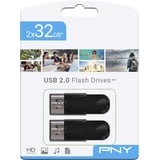 PNY 2 Stück USB 2.0 Speichersticks, Attaché 4 – 32 GB, Schwarz