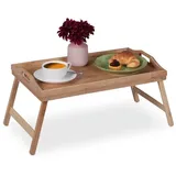 Relaxdays Klappbares Betttablett aus Bambus Hellbraun