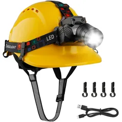 Mustbau GM16-HL Schutzhelm mit LED, Bauhelm für Erwachsene, mit Gestensensor-LED-Licht, Lange Batterielebensdauer Geeignet für Baustellen, Nachtarbeit, Angeln, ABS-Material für Männer und Frauen