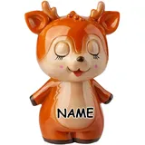 alles-meine.de GmbH große Spardose - REH - mit Verschluß - aus Kunstharz - incl. Name - 15 cm - stabile Sparbüchse - Sparschwein - für Kinder & Erwachsene/Kinderspardose lustig..