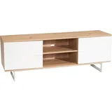 Wohnling Lowboard 150 cm TV Schrank Fernsehkommode Fernsehschrank Eiche Weiß