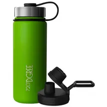 720°DGREE Isolierflasche noLimit - Isolier Trinkflasche aus Edelstahl inkl. Sportdeckel 530ml, Auslaufsicher für Schule, Sport, Fahrrad mit Sportdeckel grün