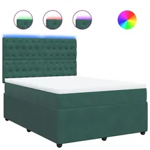 vidaXL Boxspringbett 140 x 200 cm Dunkelgrün
